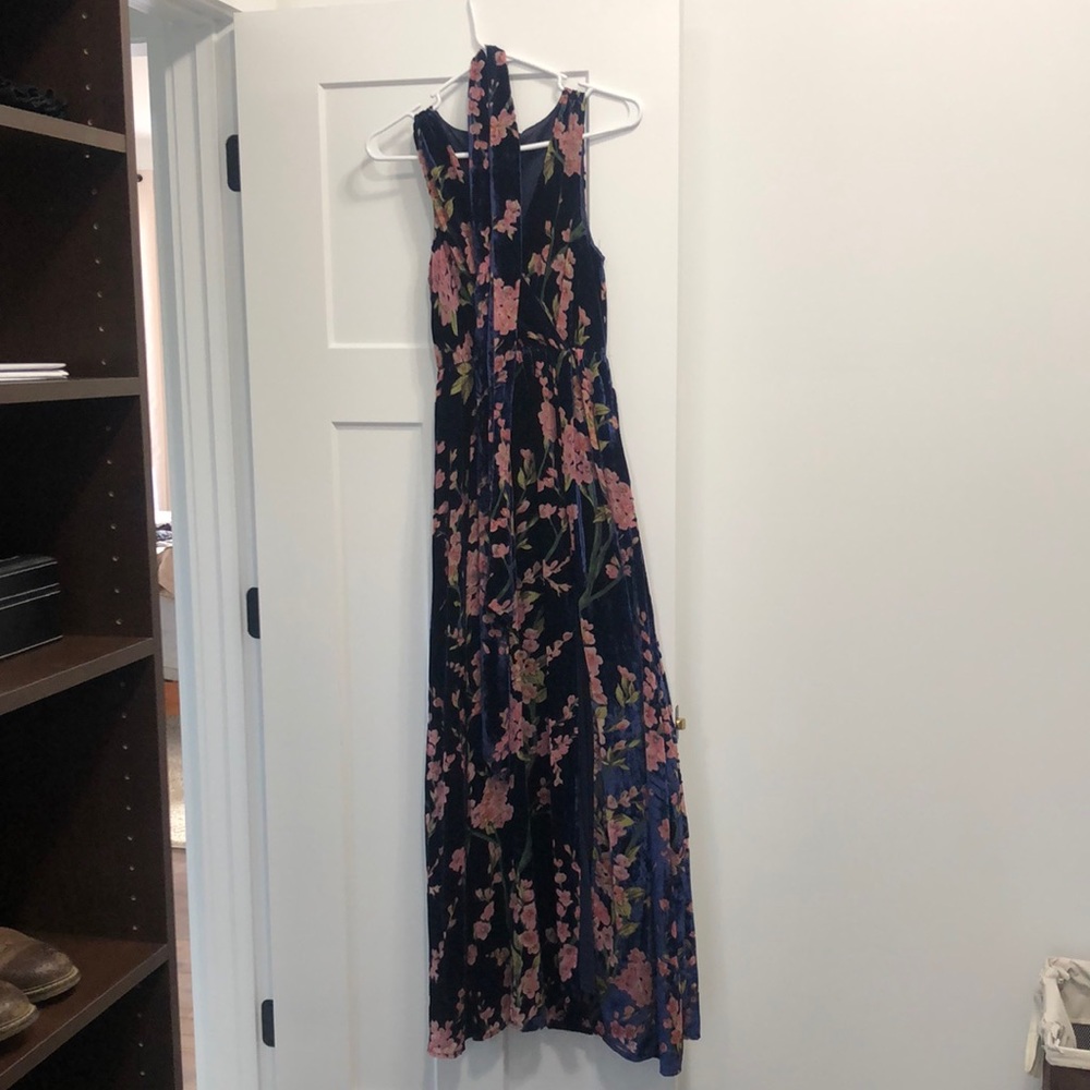 Baltic Born size S sleeveless maxi floral dusty rose and navy
